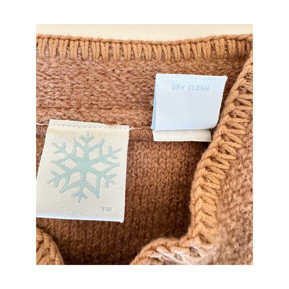 Womens Jacket Cardigan Size Large Brown Wool Chunky Button Floral Embroidery - Picture 7 of 10